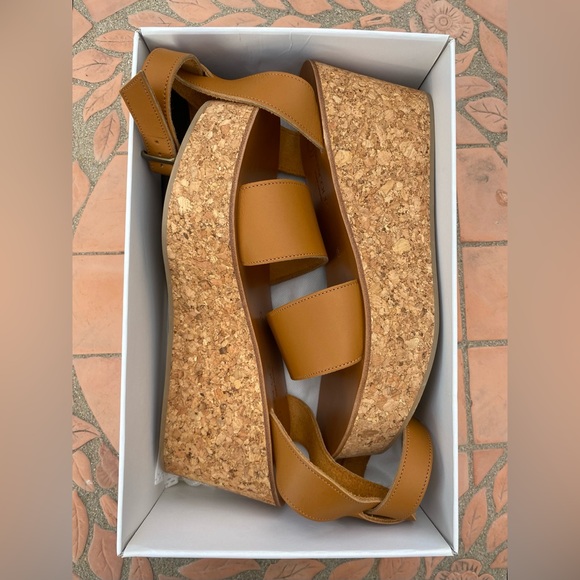 New in box K.Jaques platform leather cork wedge sandals size 40 (9.5-10) - Picture 3 of 12